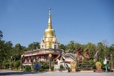 Amphoe Phu Wiang, Wat Pa Kittiyanusorn 'daki Chedi Tayland' ın Khon Kaen ilinde. Tayland, Khon Kaen, 6 Aralık 2024