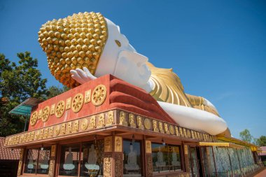 Tayland 'ın Khon Kaen ilindeki Amphoe Phu Wiang' da Wat Pa Kittiyanusorn 'da uzanan Buda. Tayland, Khon Kaen, 6 Aralık 2024