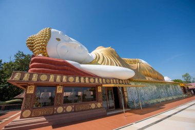 Tayland 'ın Khon Kaen ilindeki Amphoe Phu Wiang' da Wat Pa Kittiyanusorn 'da uzanan Buda. Tayland, Khon Kaen, 6 Aralık 2024