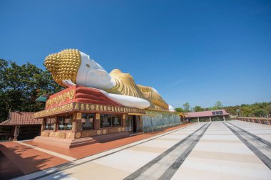 Tayland 'ın Khon Kaen ilindeki Amphoe Phu Wiang' da Wat Pa Kittiyanusorn 'da uzanan Buda. Tayland, Khon Kaen, 6 Aralık 2024