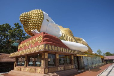 Tayland 'ın Khon Kaen ilindeki Amphoe Phu Wiang' da Wat Pa Kittiyanusorn 'da uzanan Buda. Tayland, Khon Kaen, 6 Aralık 2024