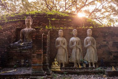 Tayland 'da Chandra Sarayı ve Phitsanulok ilinin yanındaki Wat Wihan Thong tarihi kalıntıları. Tayland, Phitsanulok, 1 Aralık 2024.