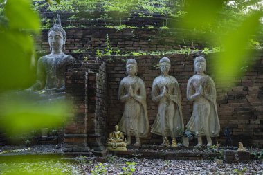 Tayland 'da Chandra Sarayı ve Phitsanulok ilinin yanındaki Wat Wihan Thong tarihi kalıntıları. Tayland, Phitsanulok, 1 Aralık 2024.