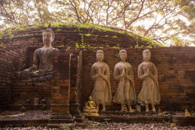 Tayland 'da Chandra Sarayı ve Phitsanulok ilinin yanındaki Wat Wihan Thong tarihi kalıntıları. Tayland, Phitsanulok, 1 Aralık 2024.