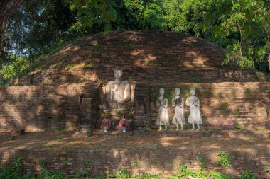 Tayland 'da Chandra Sarayı ve Phitsanulok ilinin yanındaki Wat Wihan Thong tarihi kalıntıları. Tayland, Phitsanulok, 1 Aralık 2024.