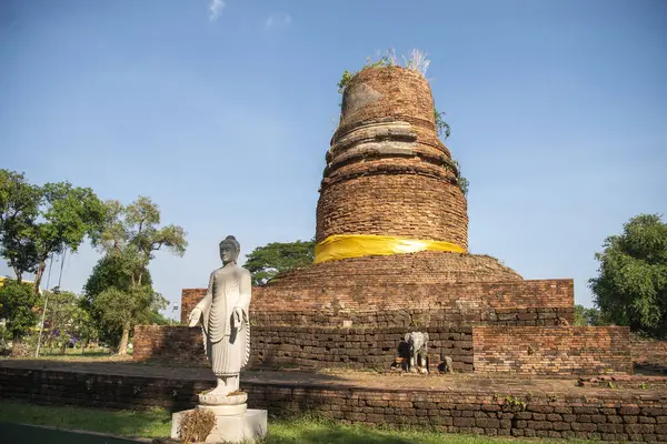 Wat Aranyik 'teki Chedi harabeleri. Tayland' ın Phitsanulok kenti. Tayland, Phitsanulok, 30 Kasım 2024.