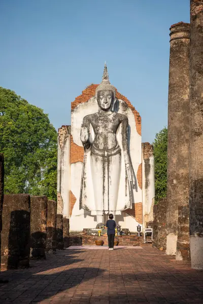 Tayland 'da Chandra Sarayı ve Phitsanulok ilinin yanındaki Wat Wihan Thong tarihi kalıntıları. Tayland, Phitsanulok, 1 Aralık 2024.