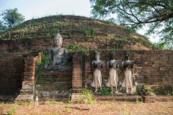 Tayland 'da Chandra Sarayı ve Phitsanulok ilinin yanındaki Wat Wihan Thong tarihi kalıntıları. Tayland, Phitsanulok, 1 Aralık 2024.