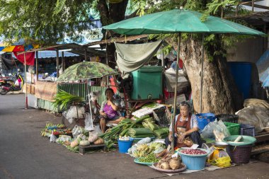 Şehirdeki Khlong Pho Pazarı ya da Tayland 'ın Uttaradit Eyaleti' ndeki Uttaradit. Tayland, Uttaradit, 27 Kasım 2024.