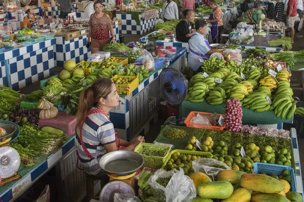 Şehirdeki Khlong Pho Pazarı ya da Tayland 'ın Uttaradit Eyaleti' ndeki Uttaradit. Tayland, Uttaradit, 27 Kasım 2024.