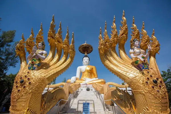 Uttaradit şehrinin Uttaradit kenti yakınlarındaki Wat Khung Taphao 'da Büyük Buda. Tayland, Uttaradit, 26 Kasım 2024.