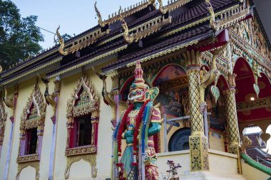Tayland, Pua: 19 Kasım 2024 - Wat Bo Luang Kuzey Tayland 'ın Nan ilindeki Ba Klua Town' da.  