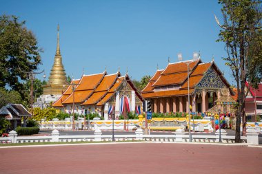 Tayland, Nan: 16 Kasım 2024 - Wat Phra Chang Kham Worawihan Kuzey Tayland 'da Nan şehrinde.  