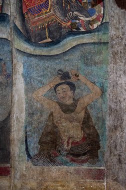 Tayland, Nan: 16 Kasım 2024 - Kuzey Tayland 'da Nan şehrindeki Wat Phumin' de duvar resimleri.  