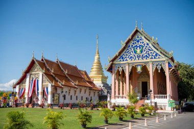 Tayland, Nan: 15 Kasım 2024 - Wat Phra Chang Kham Worawihan Kuzey Tayland 'da Nan şehrinde.  