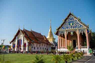 Tayland, Nan: 12 Kasım 2024 - Wat Phra Chang Kham Worawihan Kuzey Tayland 'da Nan şehrinde.  