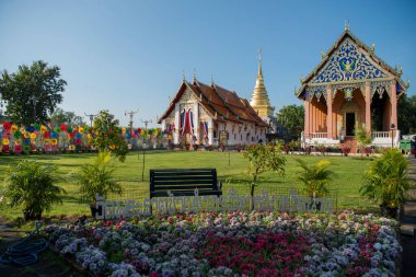 Tayland, Nan: 12 Kasım 2024 - Wat Phra Chang Kham Worawihan Kuzey Tayland 'da Nan şehrinde.  