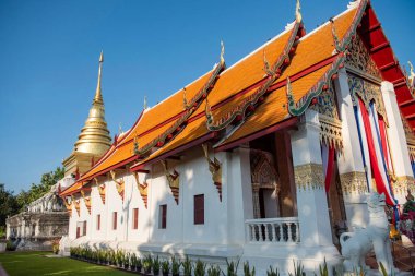 Tayland, Nan: 12 Kasım 2024 - Wat Phra Chang Kham Worawihan Kuzey Tayland 'da Nan şehrinde.  