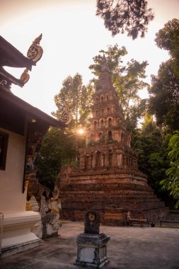 Tayland, Nan: 13 Kasım 2024 - Kuzey Tayland 'da Nan şehrindeki Wat Prayawat' ta İhtiyar Chedi.