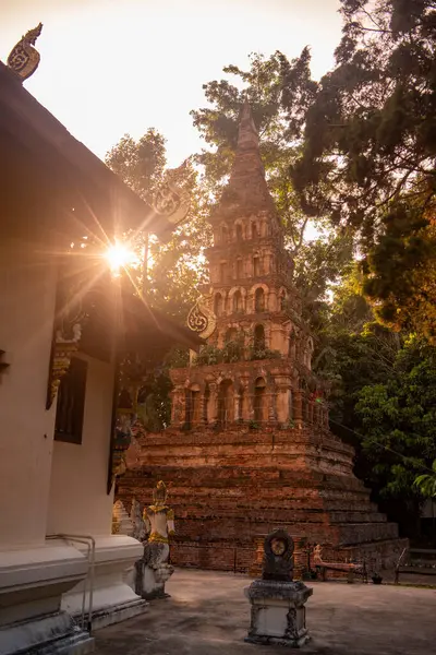 Tayland, Nan: 13 Kasım 2024 - Kuzey Tayland 'da Nan şehrindeki Wat Prayawat' ta İhtiyar Chedi.