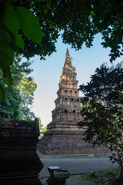 Tayland, Nan: 13 Kasım 2024 - Kuzey Tayland 'da Nan şehrindeki Wat Prayawat' ta İhtiyar Chedi.