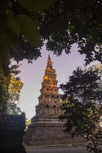 Tayland, Nan: 13 Kasım 2024 - Kuzey Tayland 'da Nan şehrindeki Wat Prayawat' ta İhtiyar Chedi.