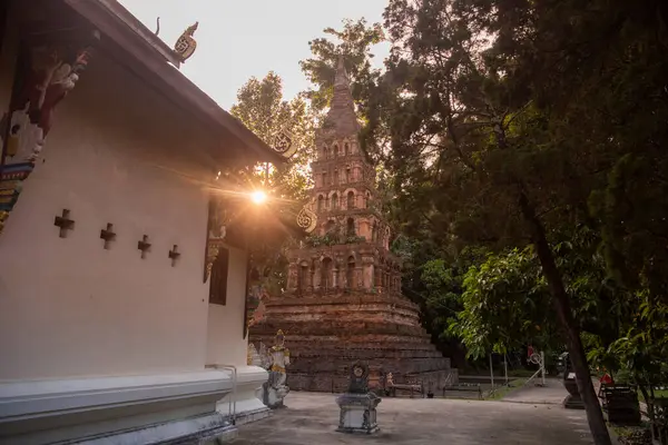 Tayland, Nan: 13 Kasım 2024 - Kuzey Tayland 'da Nan şehrindeki Wat Prayawat' ta İhtiyar Chedi.