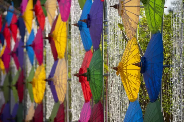 Tayland, Nan: 12 Kasım 2024 - Kuzey Tayland 'da Nan şehrindeki Wat Changkham Worawihan' da Loy Krathong dekorasyonu.