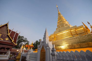 Tayland, Nan: 14 Kasım 2024 - Kuzey Tayland 'da Nan şehrindeki Chae Haeng şehrindeki Wat Phra' da Chedi.