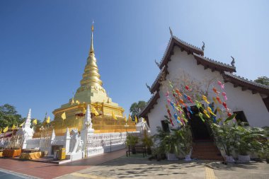 Tayland, Nan: 15 Kasım 2024 - Kuzey Tayland 'ın Nan şehrindeki Chae Haeng şehrinde Wat Phra' da Chedi.  