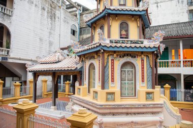 Wat Kuson Samakhon Tayland 'ın Bangkok şehrinde Çin Mahallesi' nde. Tayland, Bangkok, Kasım, 5, 2024.