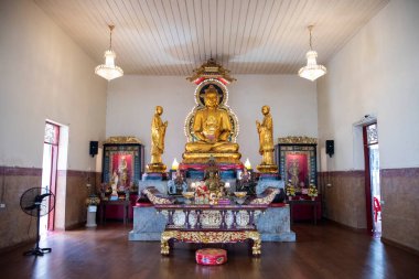 Tayland 'ın Bangkok şehrindeki Çin kasabasında Wat Kuson Samakhon' un içinde. Tayland, Bangkok, Kasım, 5, 2024.