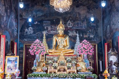 Thailand, Bangkok - November 6, 2024: Wat Maha Phruettharam Worawihan in Bang Rak in Bangkok city, Thailand.  