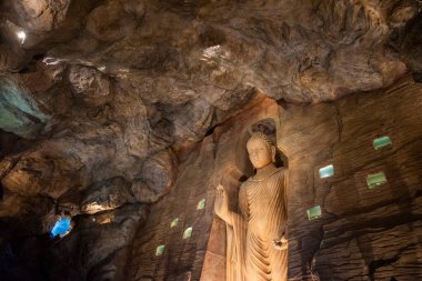 Tayland, Bangkok - 7 Kasım 2024: Bamiyan Buddha Mağarası Banglamphu, Banglamphu, Tayland.