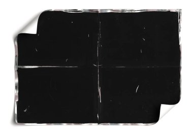 Crumpled black paper sheet isolated on white,Old book 