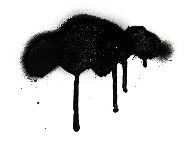 Black color spray paint or graffiti design element on the white wall background.