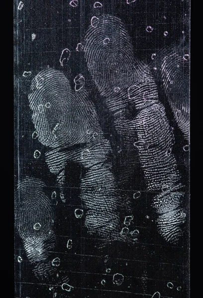 Fingerptint Transparent Adhesive Tape Strips Isolated Black Background — Photo