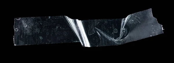 Transparent Adhesive Plastic Tape Pieces Isolated Black Background Crumpled Glue — Photo