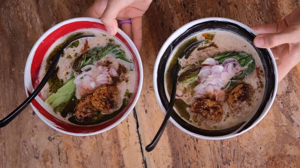 Mâncare Vegetariană Asiatică Ramen Restaurant Tăiței Asiatici Simpli Delicioși Mâncăruri Fotografie de stoc