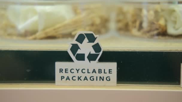 Sign Recyclable Packaging Symbol Nature Conservation Reduction Garbage Form Packaging — Stock Video