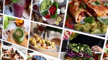 Multi-screen video with products and dishes is more suitable for the vegetarian food category. A variety of food for those who care about their health