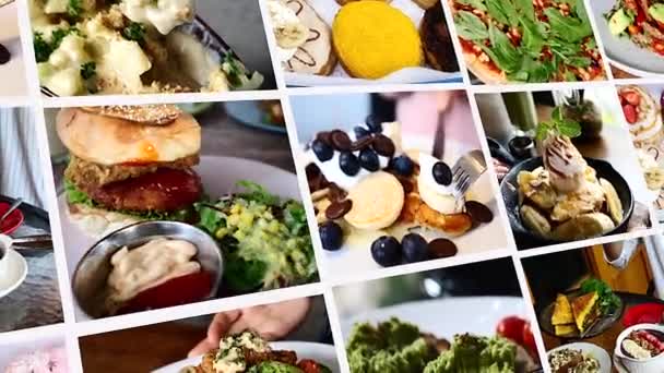 Animated Set Pictures Consisting Healthy Dishes Products Clean Diet Person — Wideo stockowe