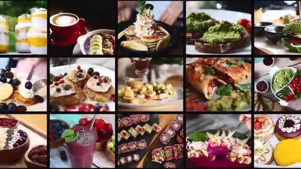 Collage Créatif Avec Des Repas Sains Prêts Tout Que Vous — Video