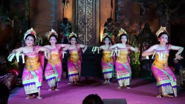 Gruppo Donne Danza Legong Danza Popolare Della Cultura Balinese Rappresentazione — Video Stock