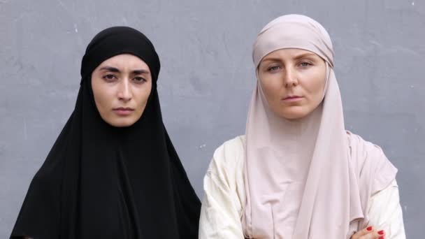 Retrato Mulher Armênia Caucasiana Hijabs Representantes Feminismo Lutando Pelos Direitos — Vídeo de Stock