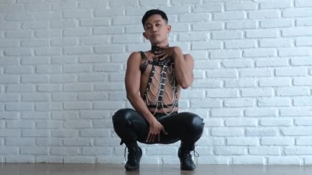 Les Mouvements Excentriques Homosexuel Dans Une Danse Vogue Beau Transgenre — Video