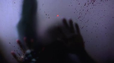 Çoklu kanlı eller yarı saydam yüzeyi kaplıyor, psikolojik çaresizliğin duygusal korku atmosferini yaratıyor ve görsel anlatım yoluyla artan gerilim yaratıyor. Zombiler Kıyameti