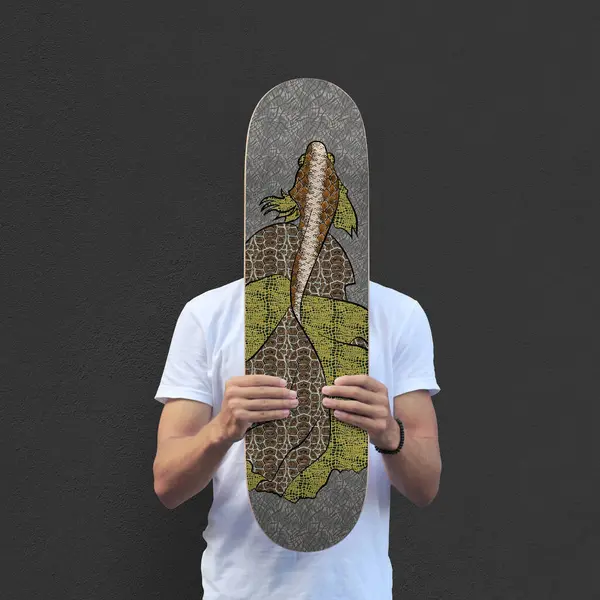 Soyut balık vektörü, pullu ve desenli balıkların çizimi