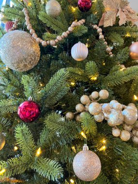 Orlando, Florida 'da güneşli bir günde bir restoranda Noel ağacı..