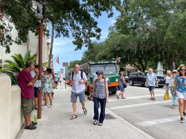 St. Augustine, FL USA - 14 Temmuz 2021: ABD 'nin en eski kentlerinden biri olan St. Augustine, Florida' nın tarihi bölgesi.